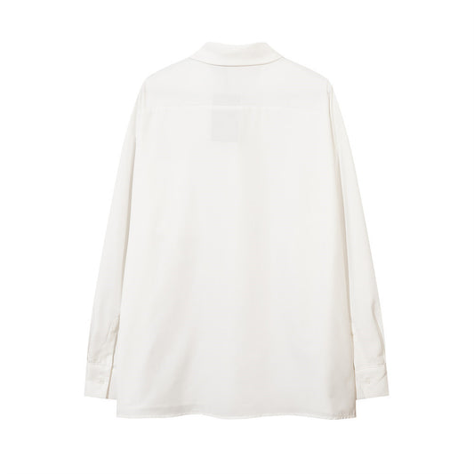 Tie Decorative Long-sleeved Shirt For Boys Autumn Loose Preppy Style
