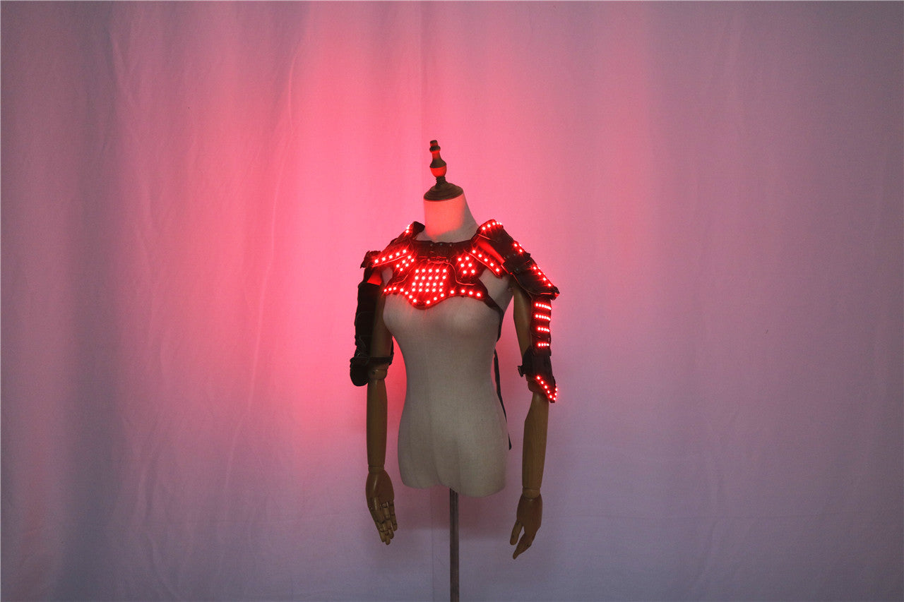 Glowing LED Clothes Armor Shawl PU Leather