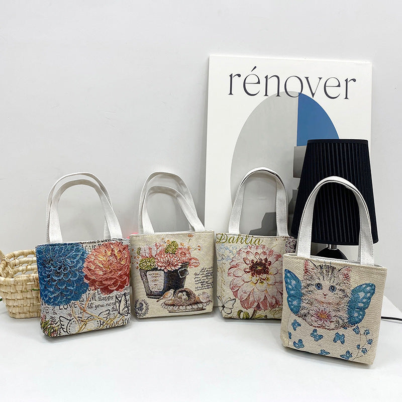 Gold Silk Double-sided Embroidered Small Square Bag Ethnic Style Leisure