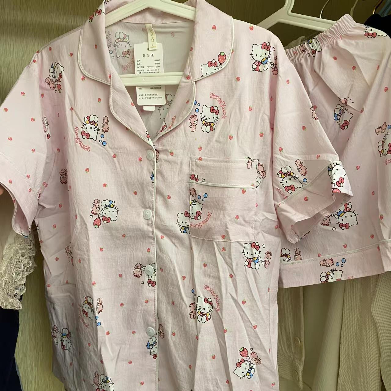Womens Summer Pajamas Short-Sleeve Top And Shorts Set Cute Lovable Design Perfect For Both Home Wear And Outings