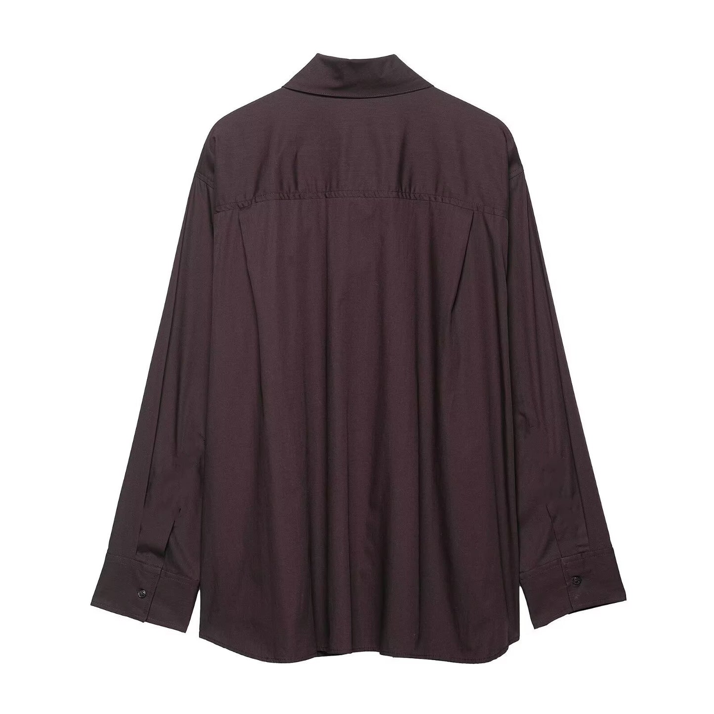 Women's Solid Color Temperament Long Sleeve Scarf Poplin Shirt
