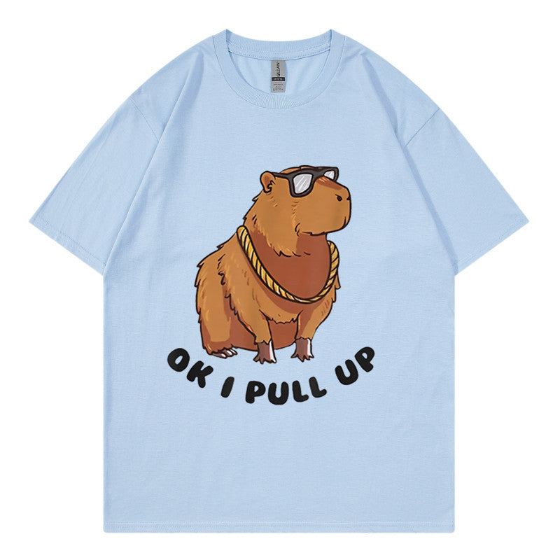 Printed Hip Hop Loose Short-sleeved T-shirt Men's Fashion Hong Kong Style Youth