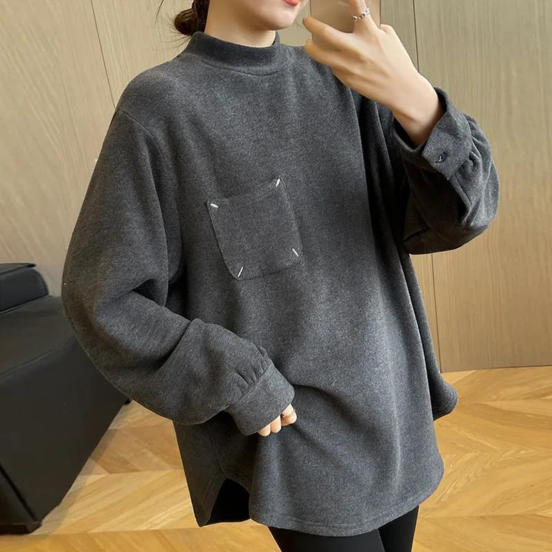 Dralon Tråd Tyk Termisk Underlagsskjorte Løs Slankende T-shirt