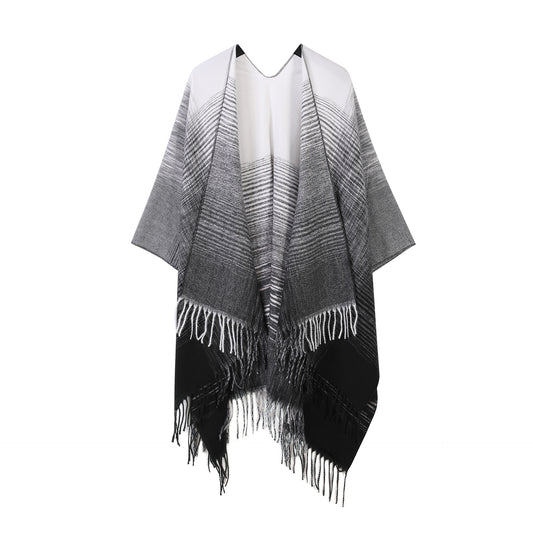 Sjal i vestlig stil, der passer til alt, med gradientfarve, vintage kvaster