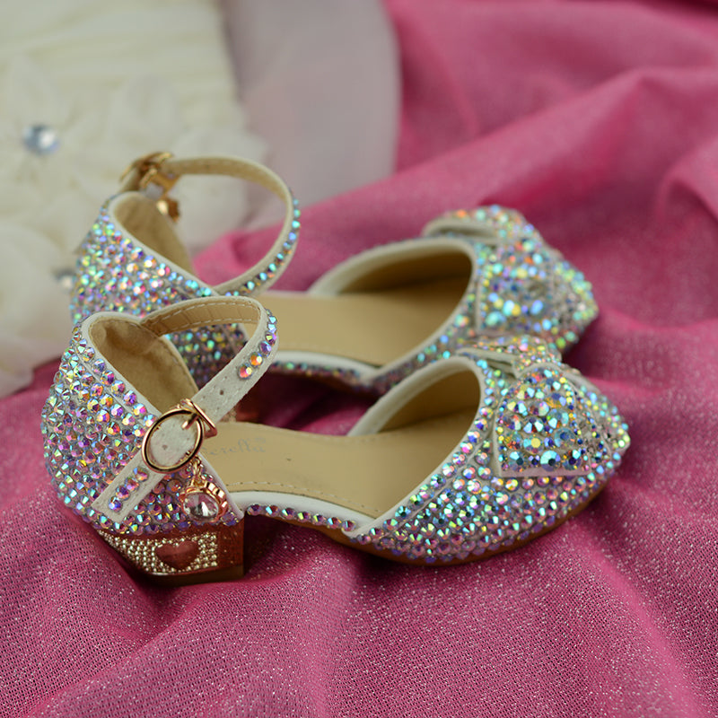 Little Girl Princess Crystal Shoes Flash Host Catwalk Shoes