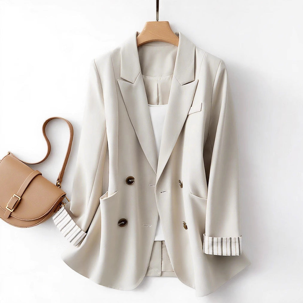 Solid Color Suit Coat Advanced Design Stripes