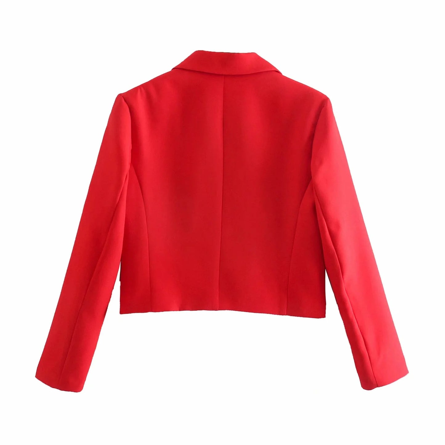 Blazer casual corto con botones de perla sólidos