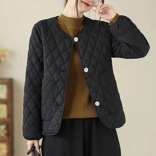 Classic Style Diamond Lattice Cotton Coat Jacket