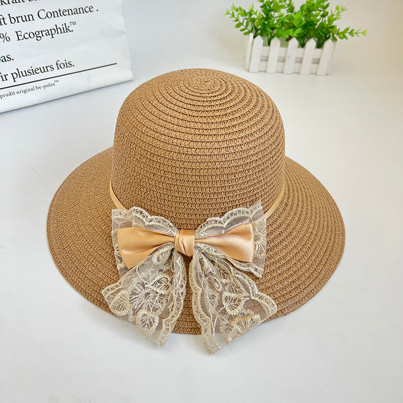 Women's Summer Outdoor Vacation Shade Bow Straw Hat