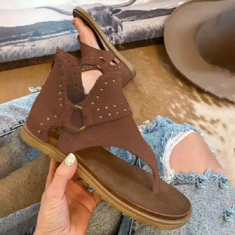 Metal Stud Flip-flop Roman Sandals