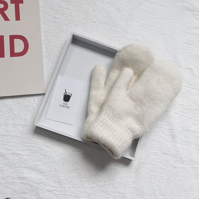 Rabbit Fur Plus Velvet Padded Warm Gloves For Cold-proof Riding