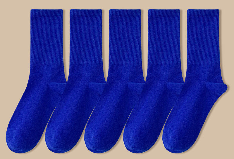 Solid Color Women's Mid Tube Socks Pure Cotton Tide Black