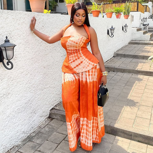 Women's Loose-fit Backless Printed Skirt Set