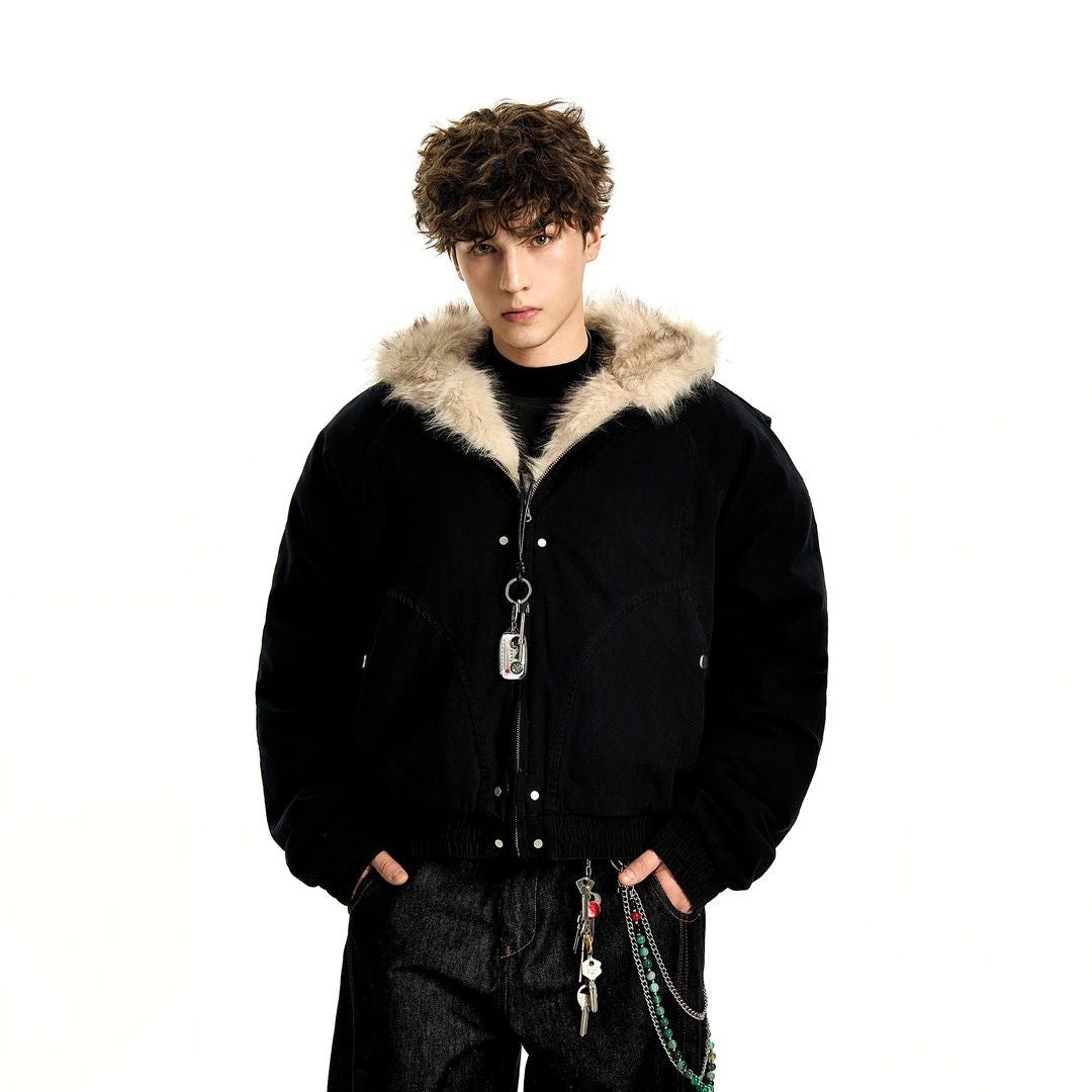 Thickened Keep Warm New Hooded Loose Furry Coat