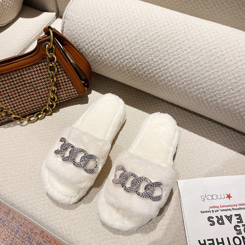 Women's Fashion All-match Non-slip New Style Plush Slippers