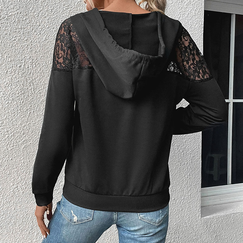 Autumn And Winter New Long Sleeve Black  Women's Hoodie Sweater