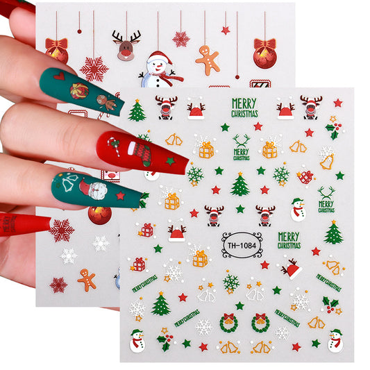 Jul Manicure Snefnug Snemand Juletræ Negleklistermærke