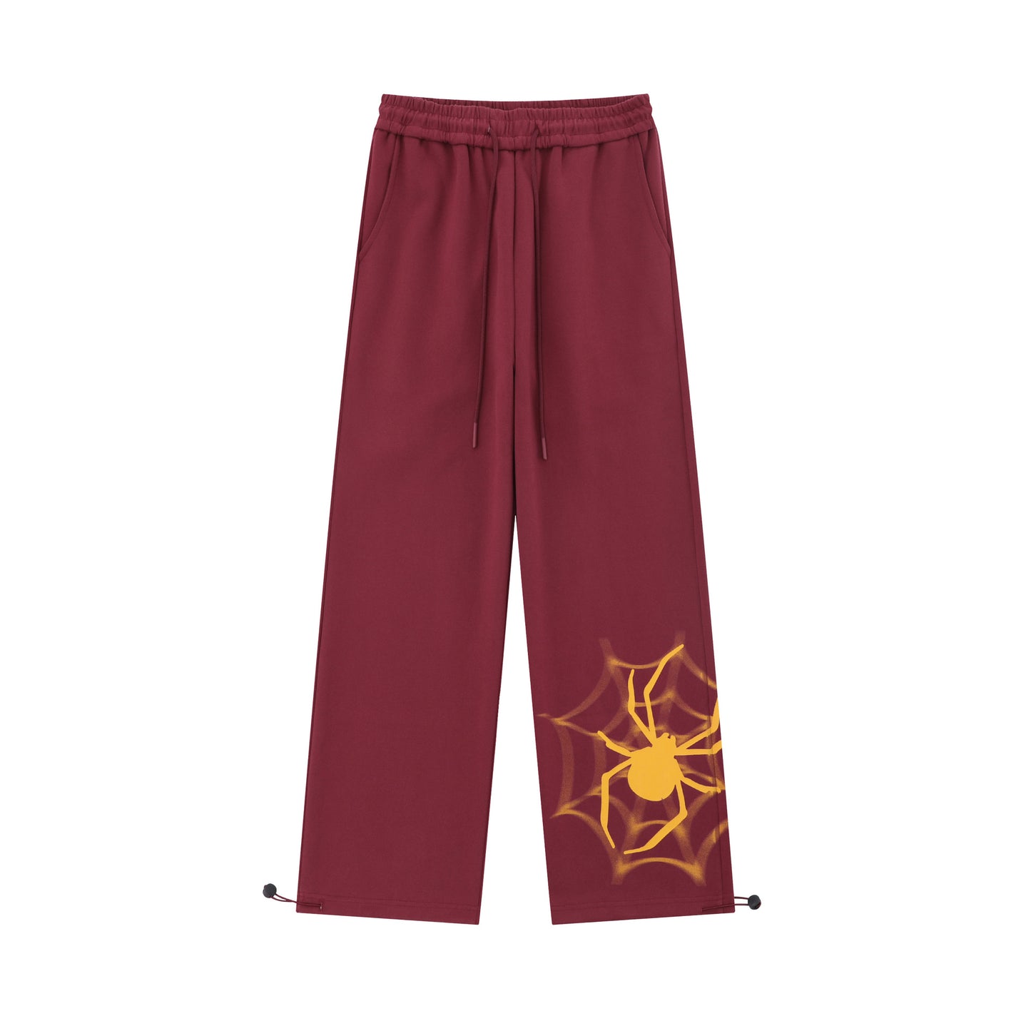 Retro Spider Print Casual Straight Ankle Tied Sports Pants