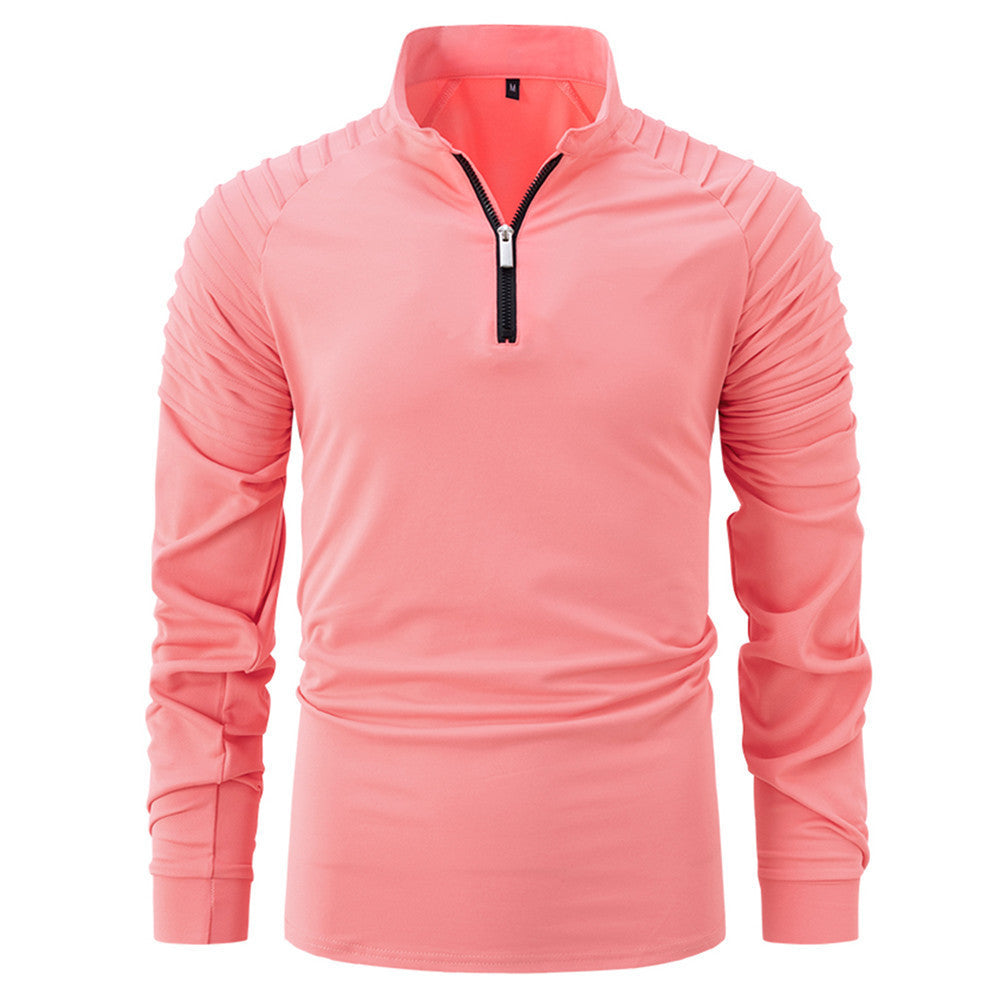 Spring And Autumn Men's POLO Zipper Sports Polo Shirt
