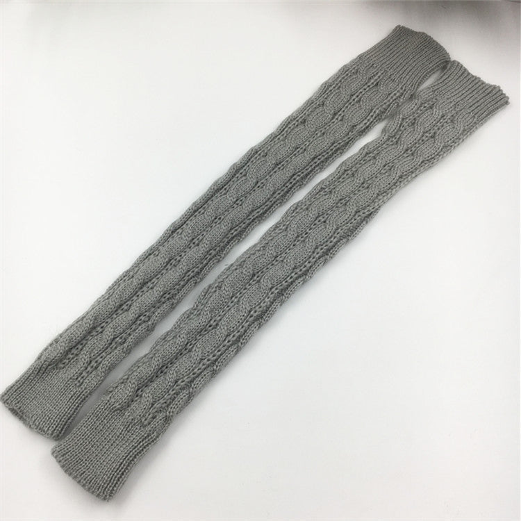 Women's Warm Solid Color Twist Long Half Finger Elastic Sleeves
