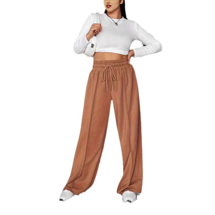 Plus-size Women's Casual Drawstring Waist Wide-leg Loose Pants