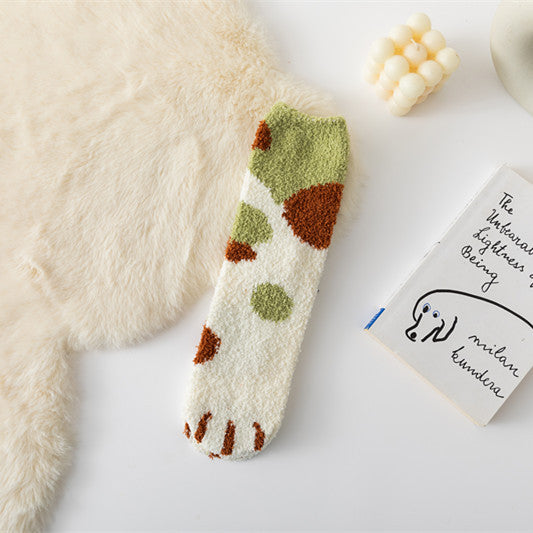 Coral Fleece Cat's Paw Home Ladies Winter Tube Socks