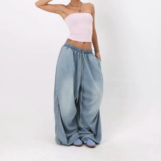 Retro High Street Wide Leg Loose Jeans