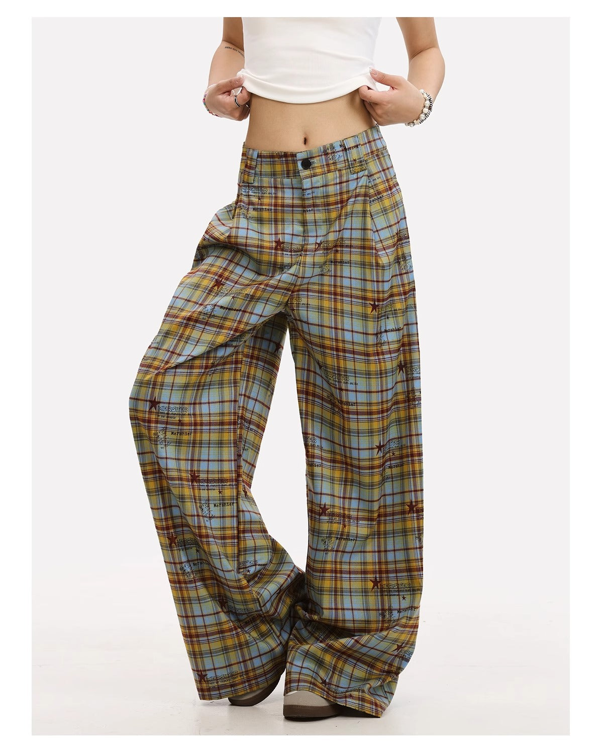 American Retro Contrast Color Striped Graffiti Wide-leg Casual Pants