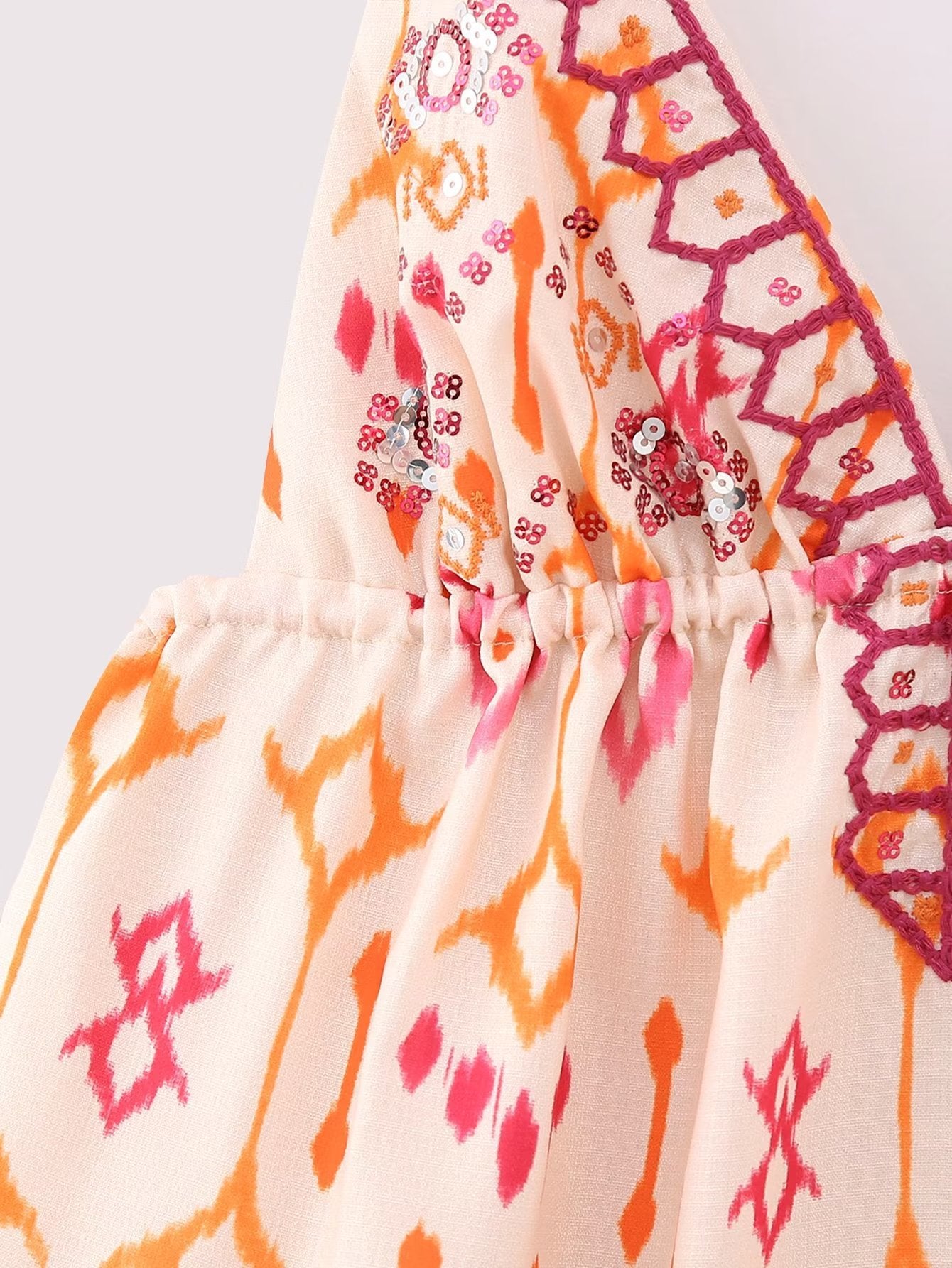 V-neck Brace Sequin Embroidery Decoration Spaghetti-strap Camisole Top