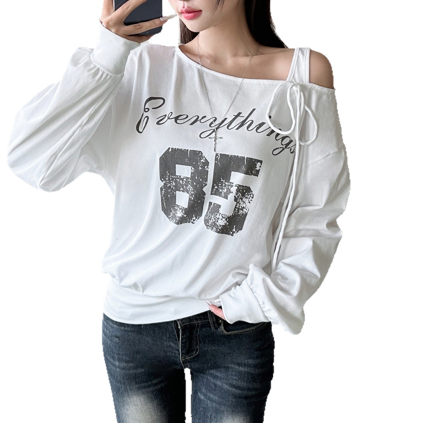New Relaxed-style Outfit Loose-fitting Asymmetrical T-shirt