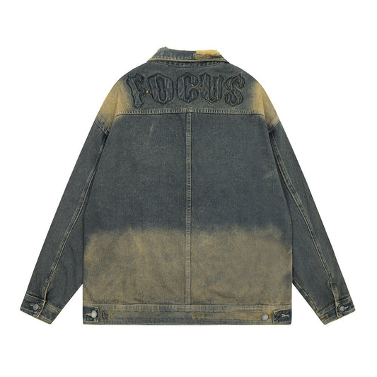 Loose Casual Wash Vintage Distressed Turn-down Collar Coat