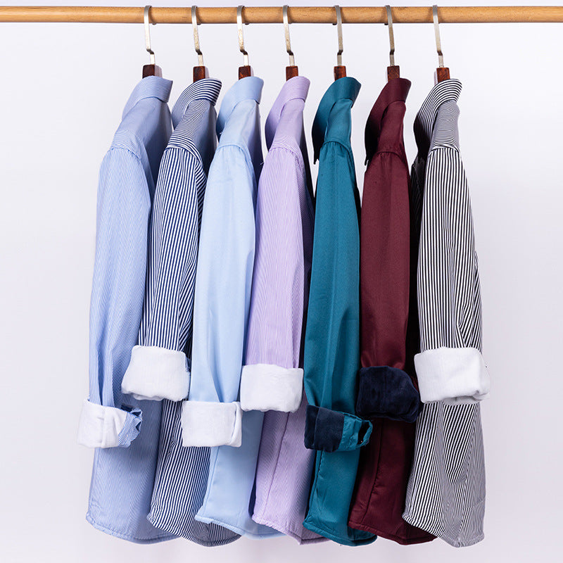 Winter Professional Shirt Men's Workwear Warm Fleece-lined