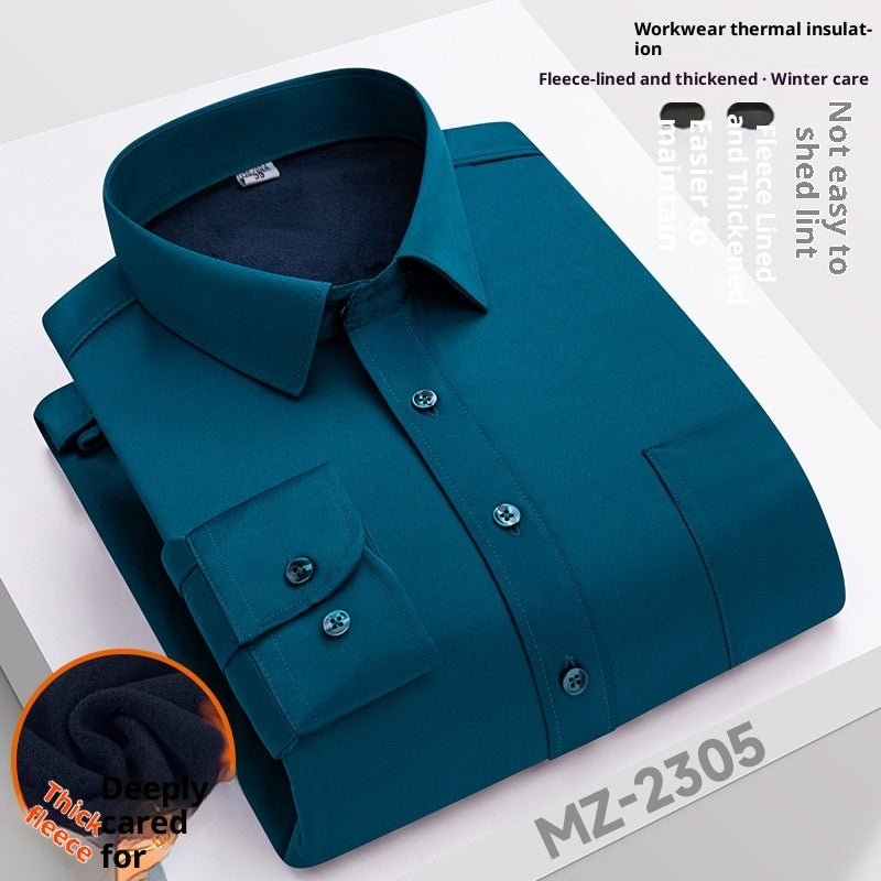 Winter Professional Shirt Men's Workwear Warm Fleece-lined