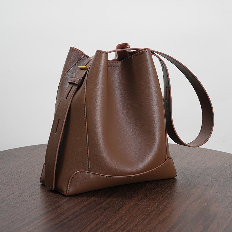 Shoulder Capacity Women's Leather Height Cross Body Bucket Bag