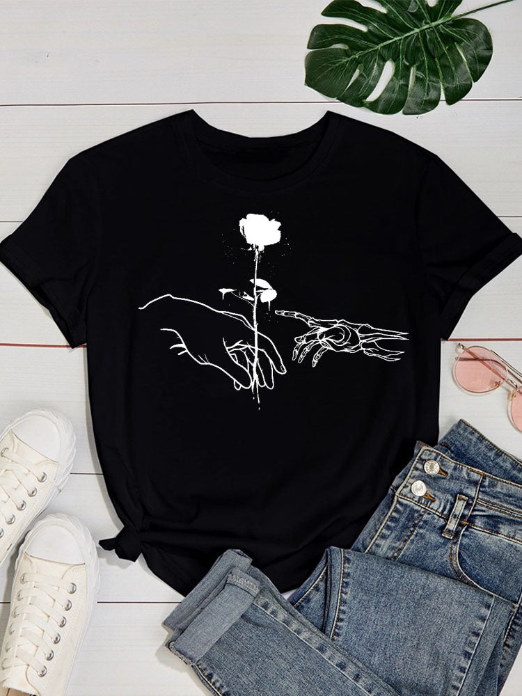Europæisk og amerikansk alfabettryk kortærmet T-shirt