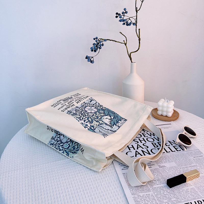 Spring Flowers Blooming English Large Capacity One Shoulder Canvas Bag