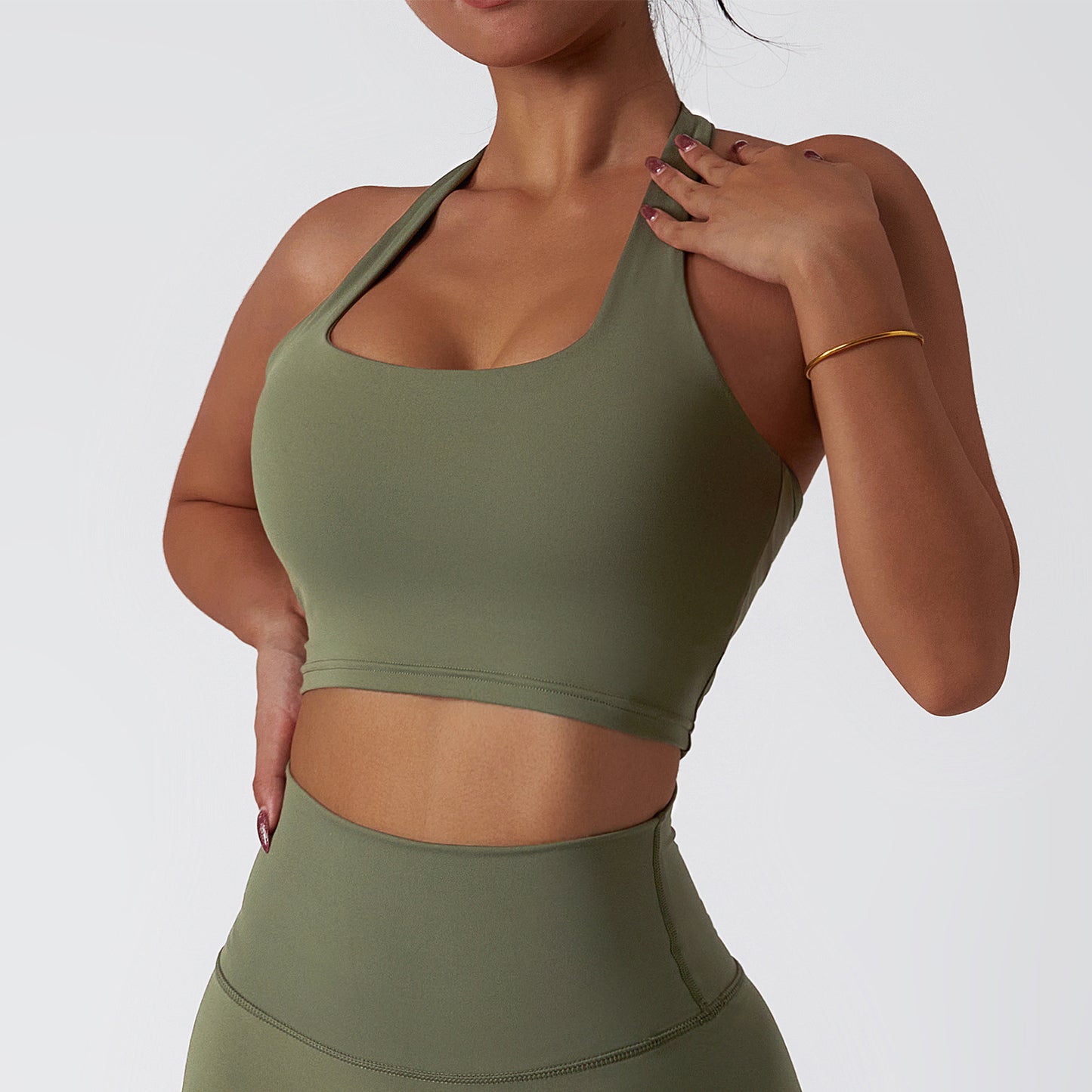 Quick-drying Nude Feel Workout Bra One-piece Shockproof Push-up Yoga Vest