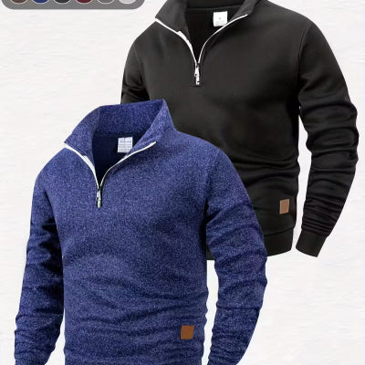 Men's Stand Collar Pullovers Slim Fit Warm Solid Colo