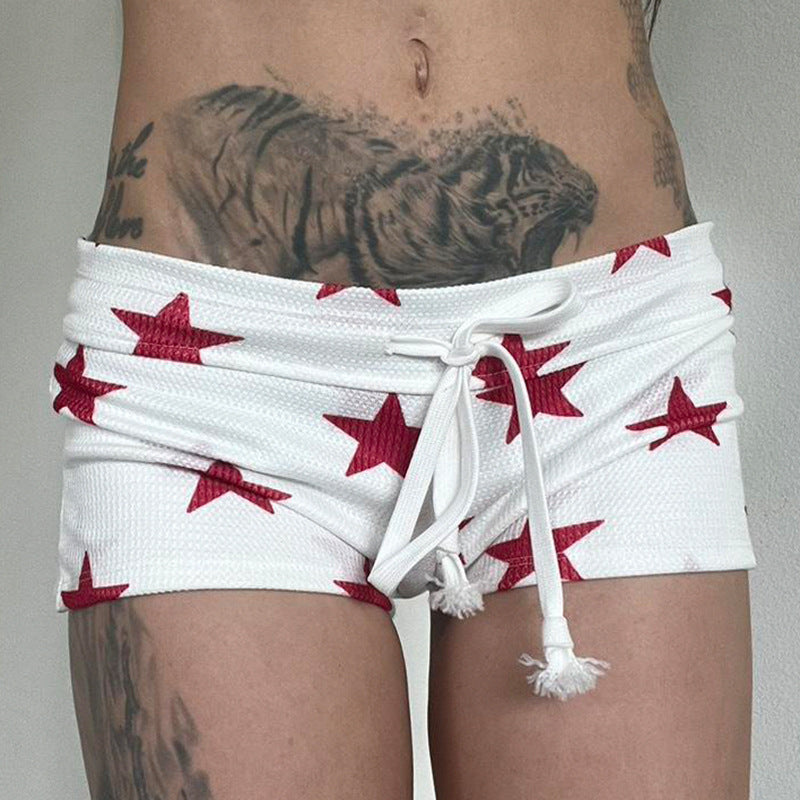 Summer Star Print Contrasting Color Sexy Casual Shorts