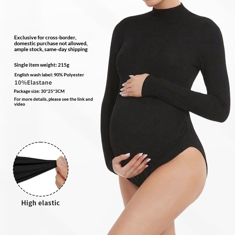 Long-sleeve Form-fitting Mid-neck Bodysuit