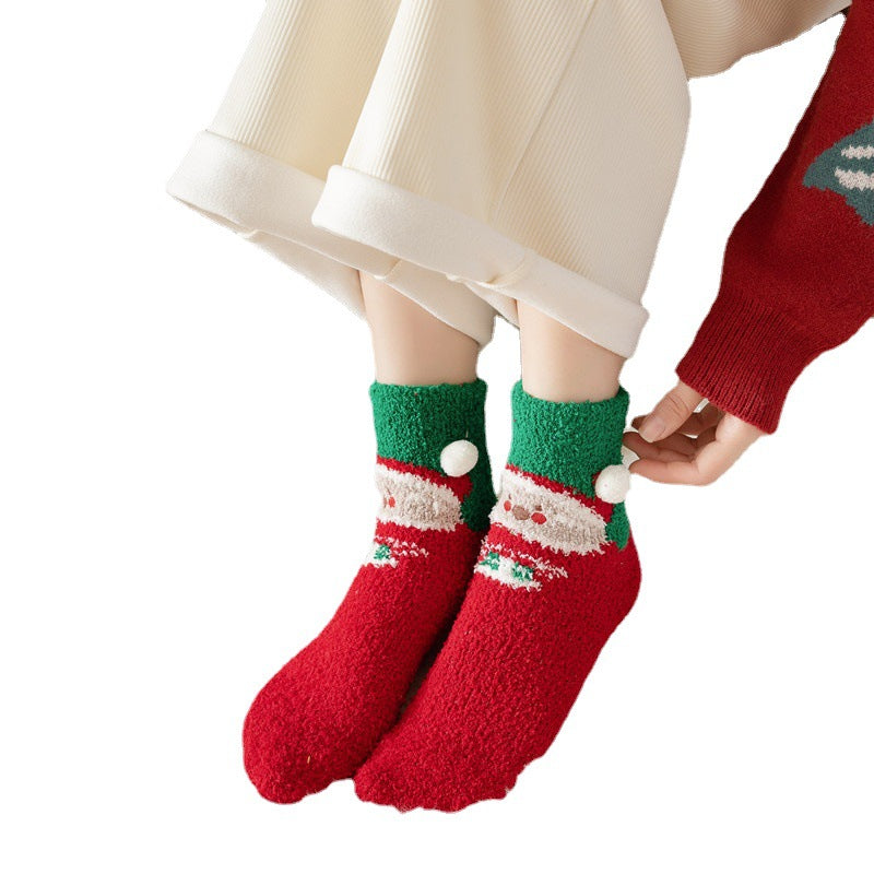 Tide Christmas Ball Coral Fleece Socks