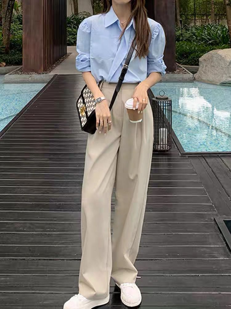 High-grade Loose Wide Leg High Waist Casual Straight-leg Suit Pants