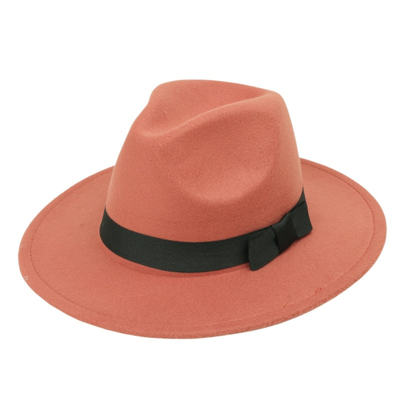 Woolen Fedora Hat Men's And Women's Big Brim Top Hat Felt Hat