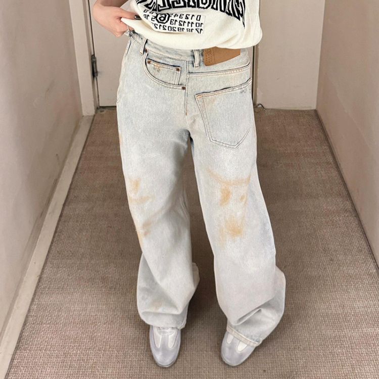 Amerikanske Retro Plus Size Jeans med Syninger til Kvinder