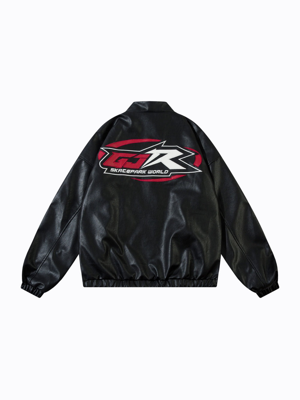 Locomotive Style PU Leather Contrast Color Jacket Couple Baggy Coat