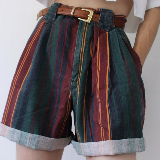 Women's High Waist Large Size Wide Leg Rolled Summer Sports Casual Shorts
