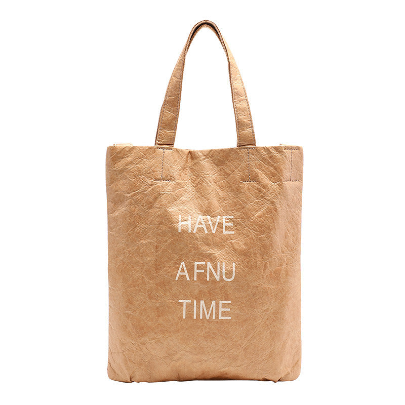 Simple Vintage Washed Kraft Tote Bag Women