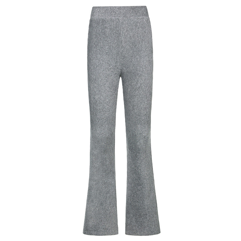 Women's High Waist Pockets Loose And Slim Corduroy Casual Trousers