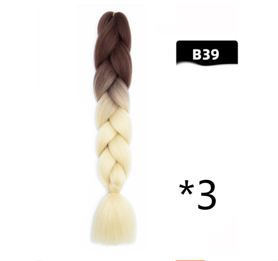 Color Big Braid African Chemical Fiber High Temperature Silk Wig Gradient