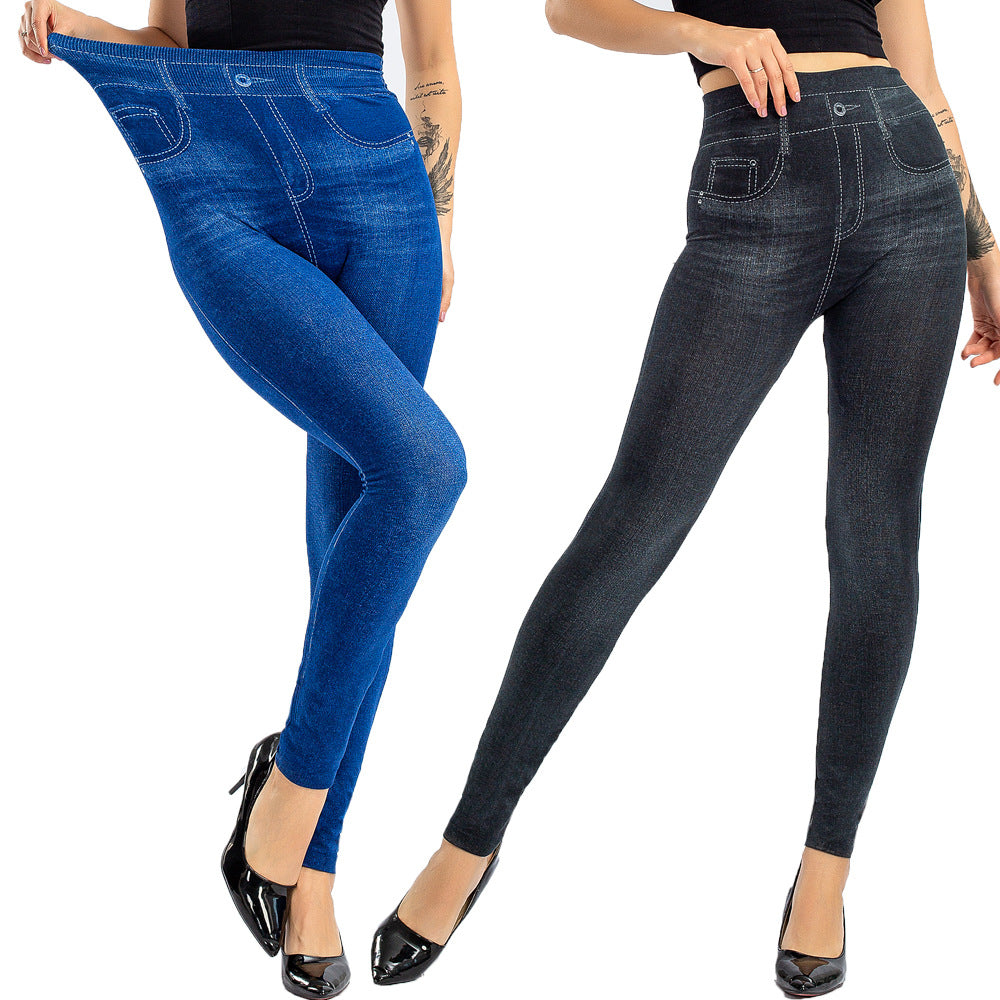 Sømløse leggings i denim-look med ultra-stretch og indbygget numseløftende design